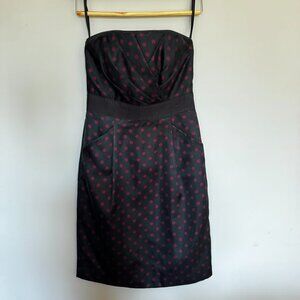WHBM Whimsigoth Black & Burgundy Polka Dot Midi Dress– Size 2